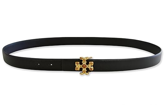 【Tory Burch】ブラックレザーサンダル ゴールド装飾付き Tory Burch】ブラックレザーサンダル ゴールド装飾付き